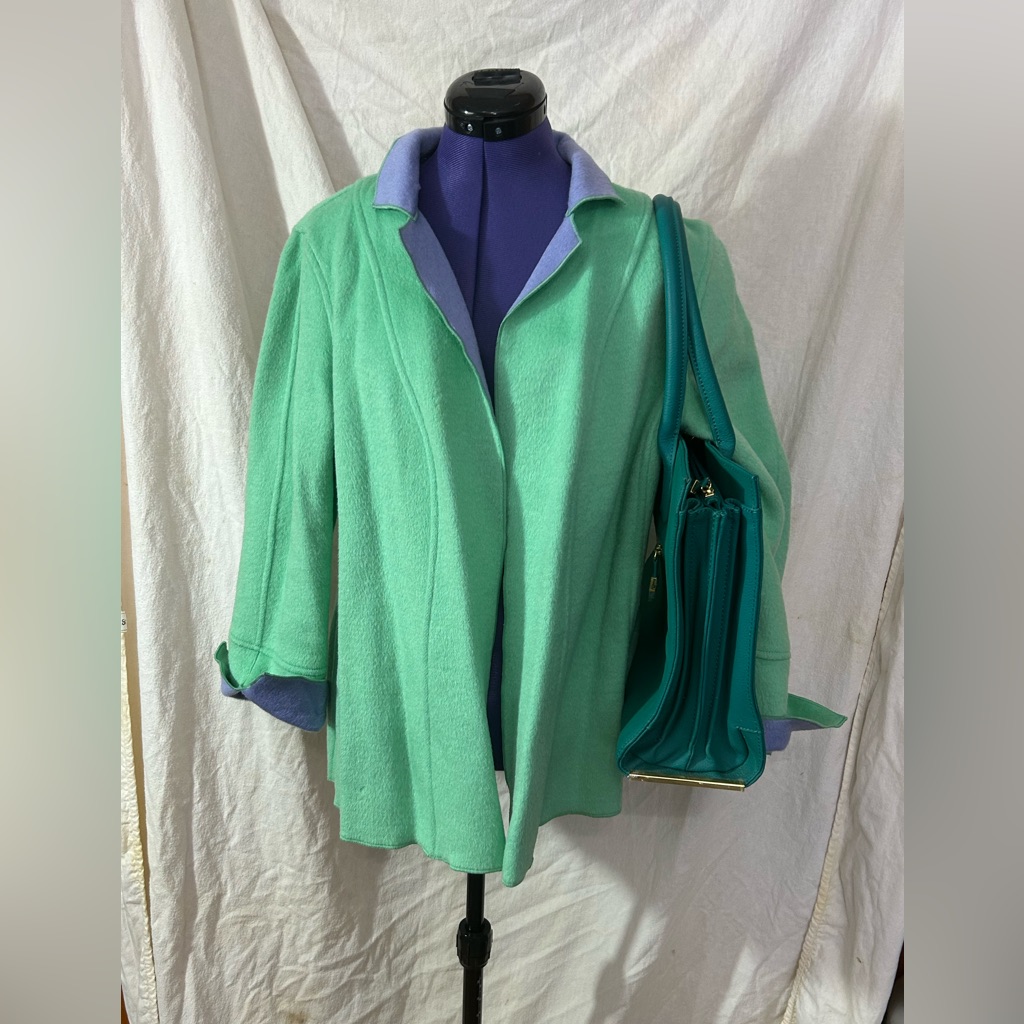 Harvey Benard Wool Jacket Blazer Green Waist Length 14w